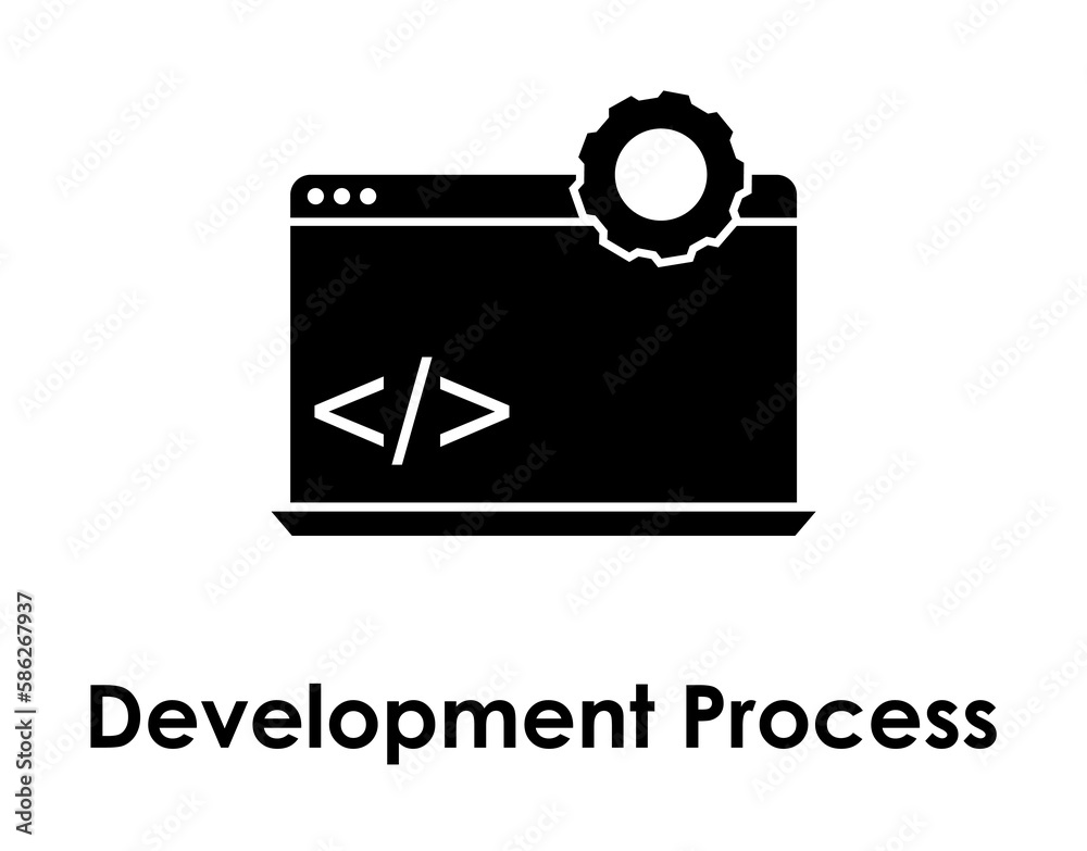 Aufkleber laptop, coding, development process icon. element of business icon for mobile concept and web apps. 