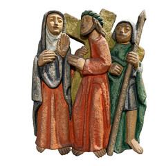 Obraz premium sculpture chemin de croix Basilique Notre Dame d'Orcival sur fond transparent, PNG