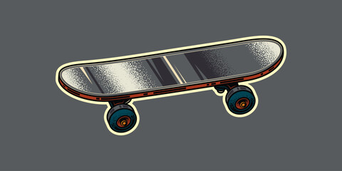 Vintage skateboard in neon style. Original vector illustration. © artmarsa