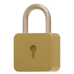 3D Gold Padlock icons isolated on white background. Minimal lock icon. 3d illustration.
