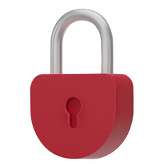 3D Red Padlock icons isolated on white background. Minimal lock icon. 3d  illustration..