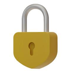 3D yellow Padlock icons isolated on white background. Minimal lock icon. 3d illustration.