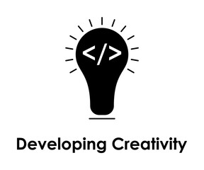 developing creativity, bulb, codding icon. One of the business collection icons for websites, web design, mobile app