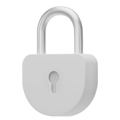 3D white Padlock icons isolated on white background. Minimal lock icon. 3d  illustration.