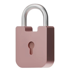  3D pink metallic Padlock icons isolated on white background. Minimal lock icon. 3d  illustration.