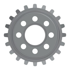 3D Gear icon.  Transmission cogwheels and gears are isolated on white background. Machine gear, setting symbol, Repair, and optimize workflow concept. 3d  illustration.