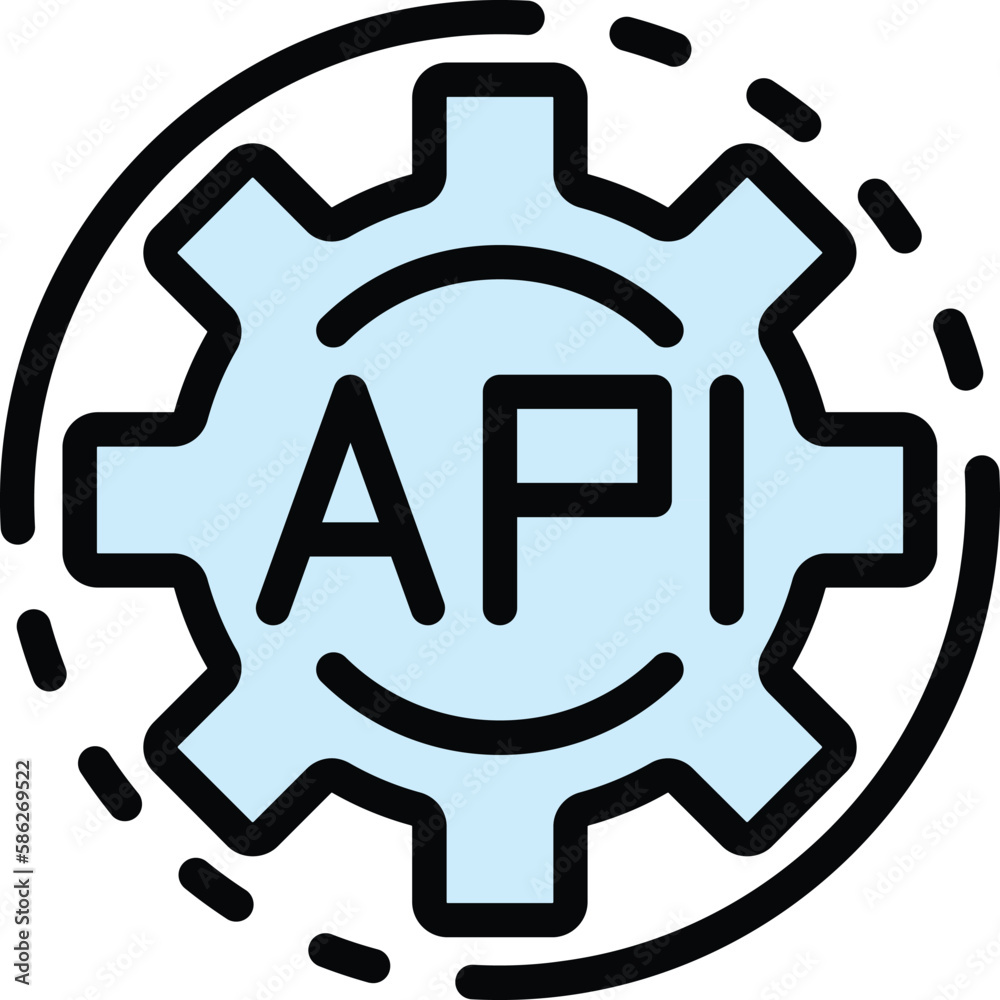 Poster api code gear icon. outline api code gear vector icon for web design isolated on white background co