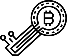Bitcoin digital key icon. Bitcoin concept icon style