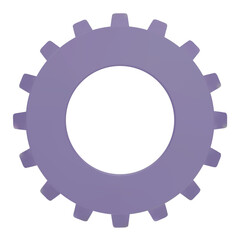 3D purple Gear icon. Transmission cogwheels and gears are isolated on white background. Purple Machine gear, setting symbol, Repair, and optimize workflow concept. 3d  illustration.