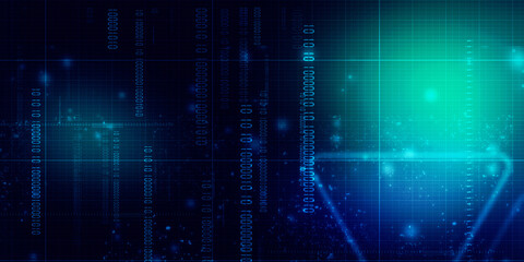 2d illustration abstract digital binary data on computer screen
