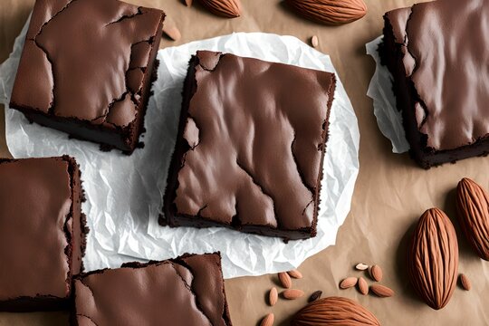 Chocolate Almond Brownie, generative art by A.I.