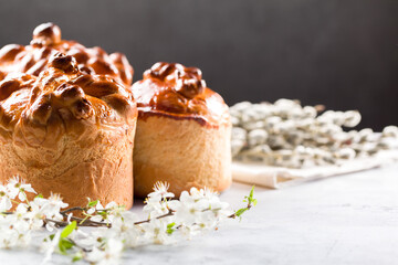 Easter cake with a willow branches