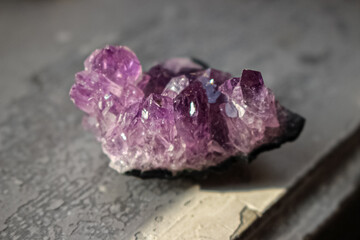 close up of macro mineral quartz stone amethyst