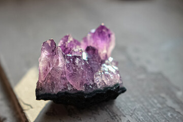 close up of macro mineral quartz stone amethyst