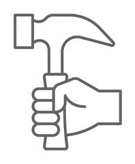 Carpentry, hammering line icon