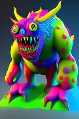 Fototapeta premium 3D image of a colorful monster - generative ai