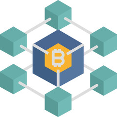 Blockchain icon. Bitcoin concept icon style