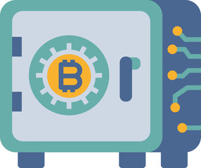 Bitcoin cryptocurrency vault icon. Bitcoin concept icon style