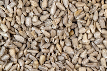 Sunflower seeds peeled from the black shell