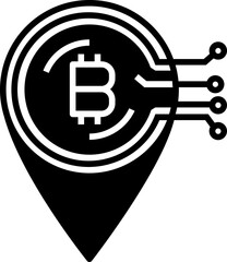 Bitcoin pin icon. Bitcoin concept icon style
