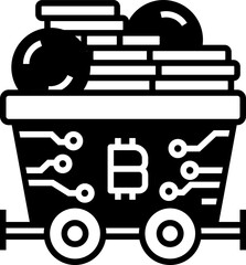 Bitcoin mining icon. Bitcoin concept icon style