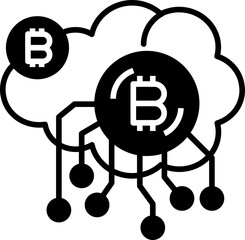 Cloud mining icon. Bitcoin concept icon style