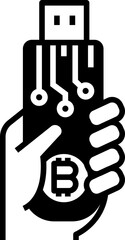 Bitcoin flash drive icon. Bitcoin concept icon style