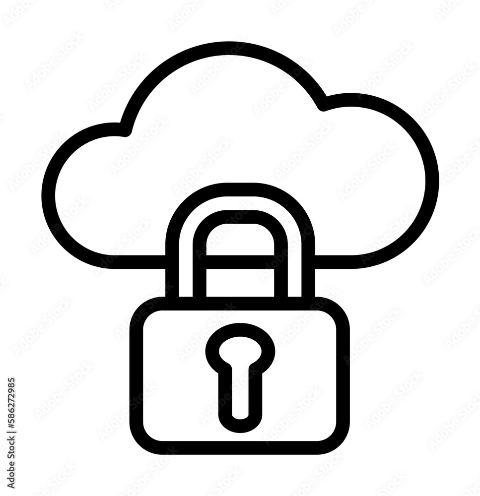 Poster cloud, lock icon. simple line, outline elements of internet storage icons for ui and ux, website or 
