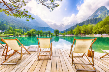 Incredible landscape on Jasna lake with beautiful reflections of the mountains.
