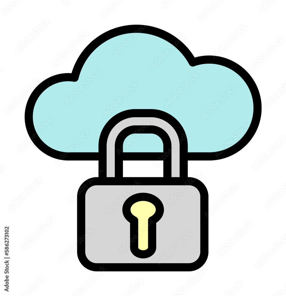 Poster cloud, lock icon. simple color with outline elements of internet storage icons for ui and ux, websit