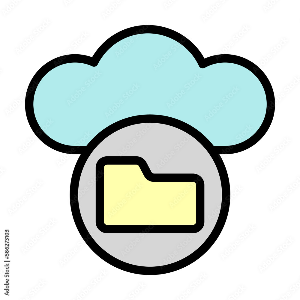 Poster cloud, folder icon. simple color with outline elements of internet storage icons for ui and ux, webs