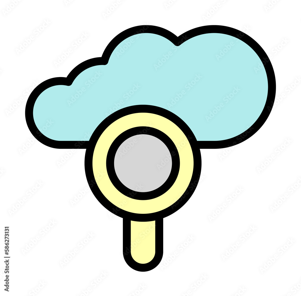 Poster cloud, magnifier icon. simple color with outline elements of internet storage icons for ui and ux, w