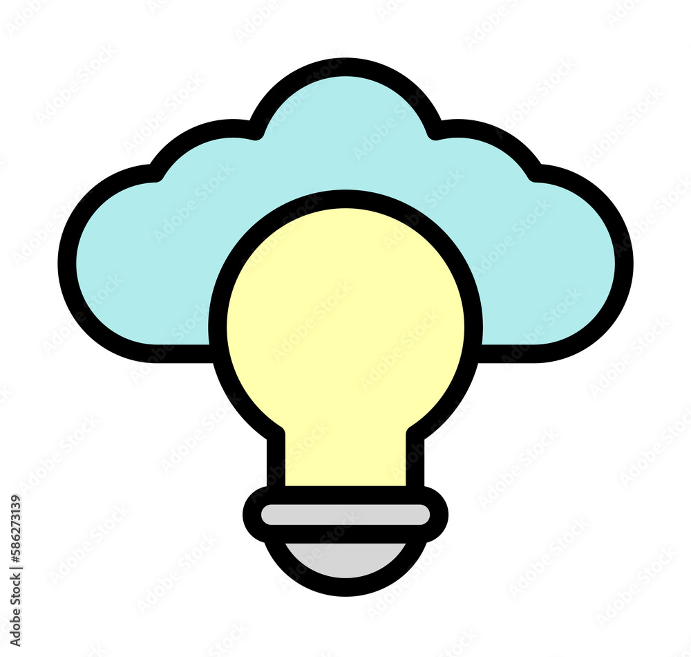 Poster cloud, light bulb icon. simple color with outline elements of internet storage icons for ui and ux, 