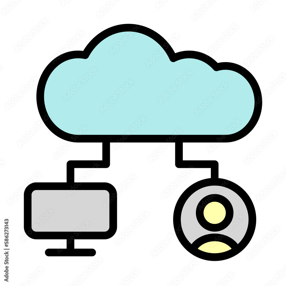 Poster cloud, monitor, user icon. simple color with outline elements of internet storage icons for ui and u