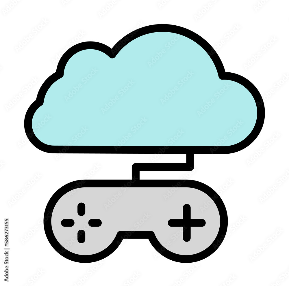 Poster cloud, joystick icon. simple color with outline elements of internet storage icons for ui and ux, we