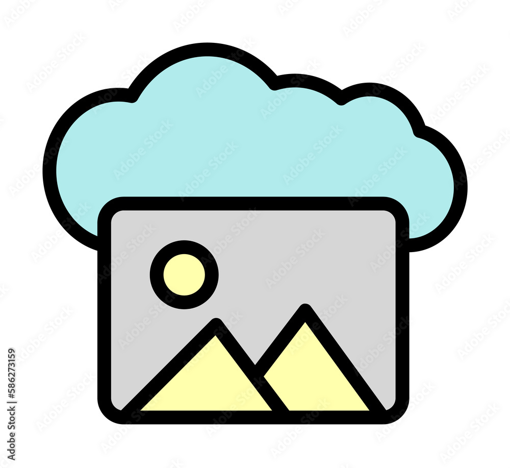 Poster cloud, picture icon. simple color with outline elements of internet storage icons for ui and ux, web