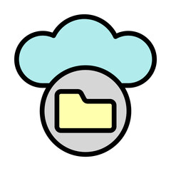 Cloud, folder icon. Simple color with outline elements of internet storage icons for ui and ux, website or mobile application