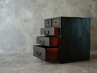 日本の古い木製家具　引き出し　収納　木工　アンティーク