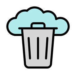 Cloud, trash icon. Simple color with outline elements of internet storage icons for ui and ux, website or mobile application