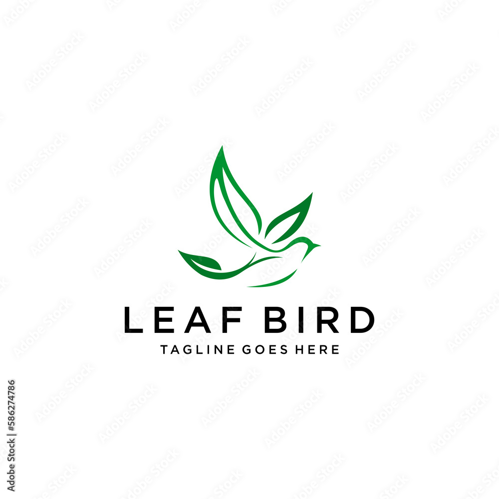 Wall mural creative luxury modern bird with green leaf logo template vector icon