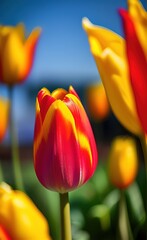red and yellow tulips created with Generative AI technology