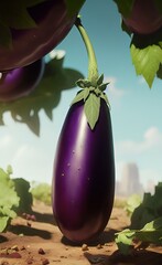 eggplants in a bowl created with Generative AI technology
