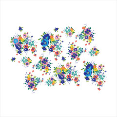 Red Green Flower on Navy Blue. Geometric ethnic oriental pattern traditional Design