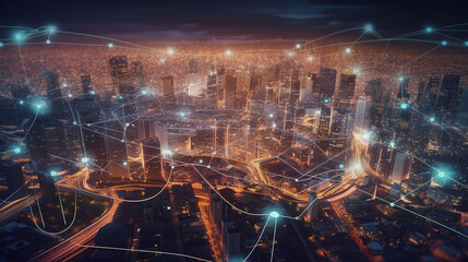 Smart city and communication network concept. Generative Ai