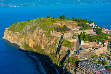 Panorama view of Akronafplia's Castle in Nafplio, Greece