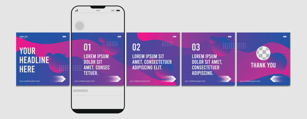 Set Of Instagram Carousel Post Template, Editable Instagram Carousel Post, Social Media Carousel Post For Business, Template eps 10. © Graphaxil