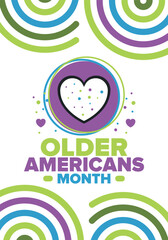 Older Americans Month. Celebrated in May in the United States. National Month of observance for Older Americans. Poster, card, banner and background. Vector illustration