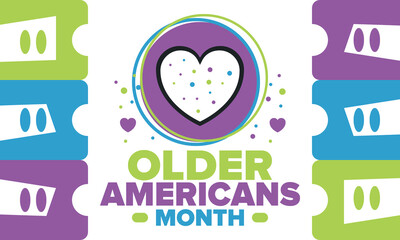 Older Americans Month. Celebrated in May in the United States. National Month of observance for Older Americans. Poster, card, banner and background. Vector illustration