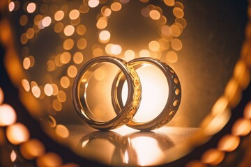 Isolated wedding rings on luxurious background