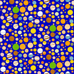Vector space seamless  half-drop pattern with planets and stars